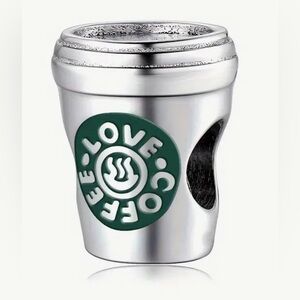 Silver & Green "Love Coffee" Charm For Pandora Braclets